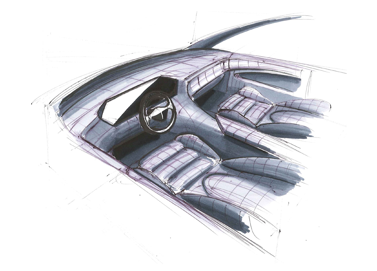 Retro car sketch for your design Royalty Free Vector Image